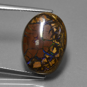 13,53 ctw natürlicher mehrfarbiger Boulder-Opal, Oval Schliff, Lichtundurchlässig