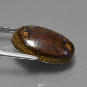 13,53 ctw natürlicher mehrfarbiger Boulder-Opal, Oval Schliff, Lichtundurchlässig