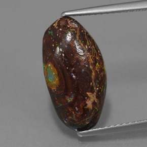 4,45 ctw natürlicher mehrfarbiger Boulder-Opal, Fantasieschliff, Lichtundurchlässig