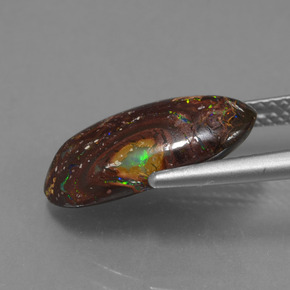 4,45 ctw natürlicher mehrfarbiger Boulder-Opal, Fantasieschliff, Lichtundurchlässig