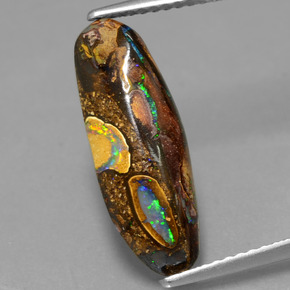 4,26 ctw natürlicher mehrfarbiger Boulder-Opal, Fantasieschliff, Lichtundurchlässig