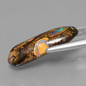 4,26 ctw natürlicher mehrfarbiger Boulder-Opal, Fantasieschliff, Lichtundurchlässig