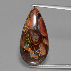 11,35 ctw natürlicher mehrfarbiger Boulder-Opal, Birnenform, Lichtundurchlässig