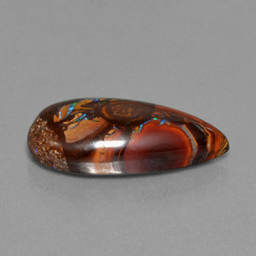 11,35 ctw natürlicher mehrfarbiger Boulder-Opal, Birnenform, Lichtundurchlässig
