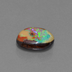 6,24 ctw natürlicher mehrfarbiger Boulder-Opal, Fantasieschliff, Lichtundurchlässig