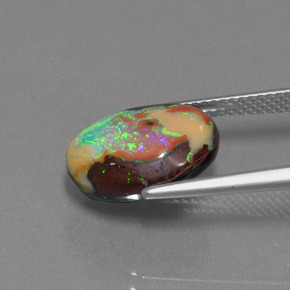 6,24 ctw natürlicher mehrfarbiger Boulder-Opal, Fantasieschliff, Lichtundurchlässig