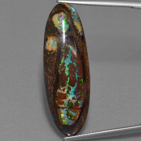 27,43 ctw natürlicher mehrfarbiger Boulder-Opal, Oval Schliff, Lichtundurchlässig