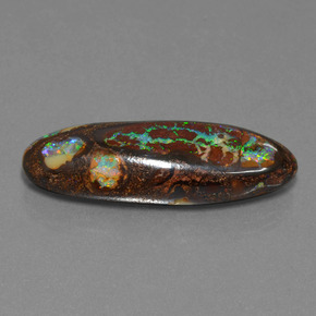 27,43 ctw natürlicher mehrfarbiger Boulder-Opal, Oval Schliff, Lichtundurchlässig