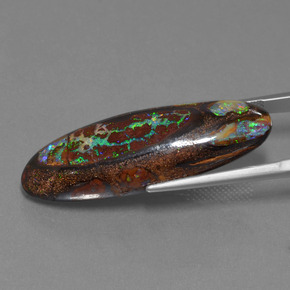 27,43 ctw natürlicher mehrfarbiger Boulder-Opal, Oval Schliff, Lichtundurchlässig