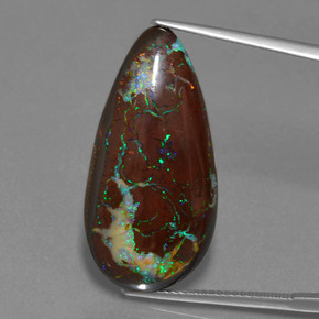 22,94 ctw natürlicher mehrfarbiger Boulder-Opal, Birnenform, Lichtundurchlässig