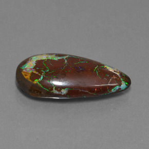 22,94 ctw natürlicher mehrfarbiger Boulder-Opal, Birnenform, Lichtundurchlässig