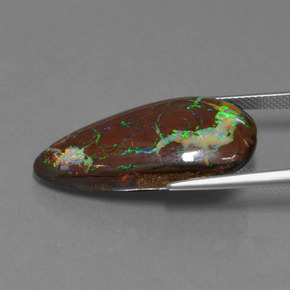 22,94 ctw natürlicher mehrfarbiger Boulder-Opal, Birnenform, Lichtundurchlässig