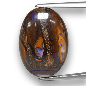12,14 ctw natürlicher mehrfarbiger Boulder-Opal, Oval Schliff, Lichtundurchlässig