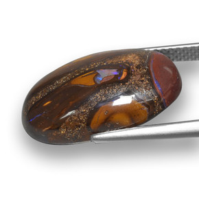 12,14 ctw natürlicher mehrfarbiger Boulder-Opal, Oval Schliff, Lichtundurchlässig