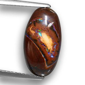5,40 ctw natürlicher mehrfarbiger Boulder-Opal, Oval Schliff, Lichtundurchlässig