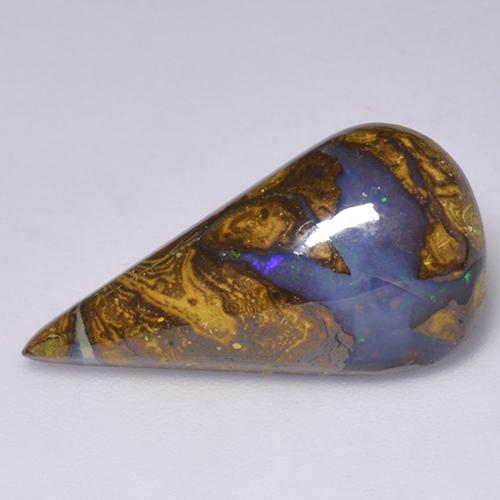 7,06 ctw natürlicher mehrfarbiger Boulder-Opal, Birnenform, Lichtundurchlässig