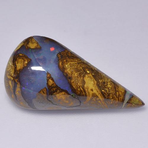 7,06 ctw natürlicher mehrfarbiger Boulder-Opal, Birnenform, Lichtundurchlässig