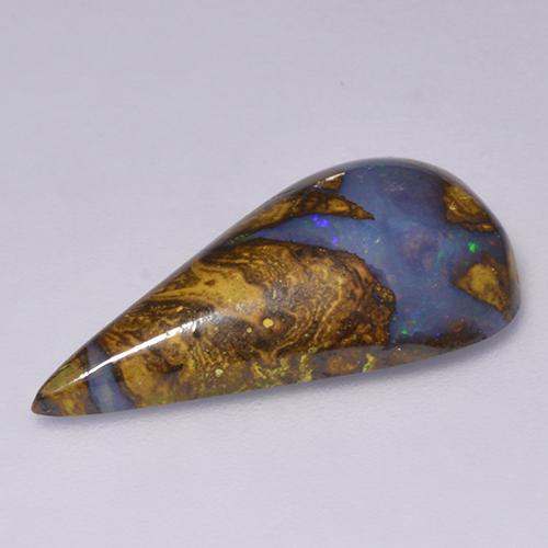 7,06 ctw natürlicher mehrfarbiger Boulder-Opal, Birnenform, Lichtundurchlässig