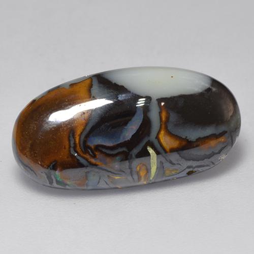 6,31 ctw natürlicher mehrfarbiger Boulder-Opal, Oval Schliff, Lichtundurchlässig