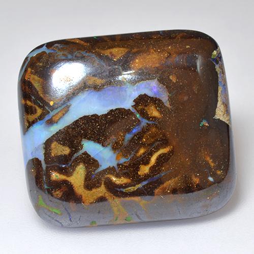 25,04 ctw natürlicher mehrfarbiger Boulder-Opal, Kissenschliff, Lichtundurchlässig