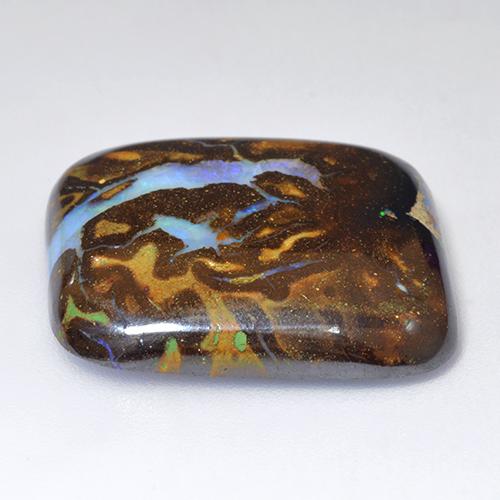 25,04 ctw natürlicher mehrfarbiger Boulder-Opal, Kissenschliff, Lichtundurchlässig