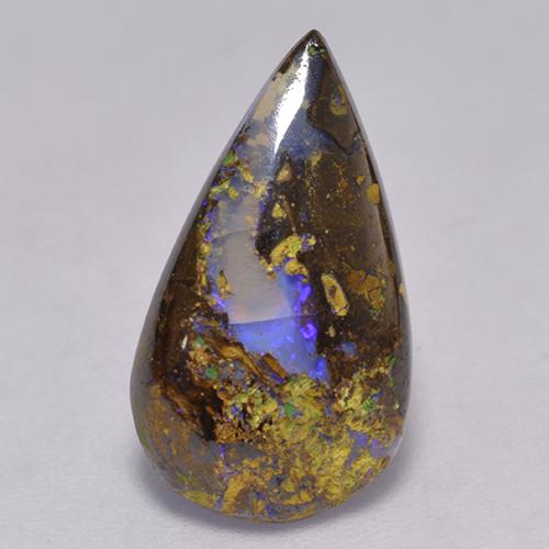 2,84 ctw natürlicher mehrfarbiger Boulder-Opal, Birnenform, Lichtdurchlässig
