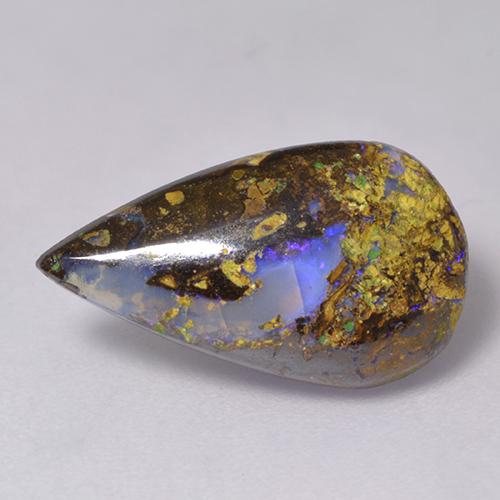 2,84 ctw natürlicher mehrfarbiger Boulder-Opal, Birnenform, Lichtdurchlässig