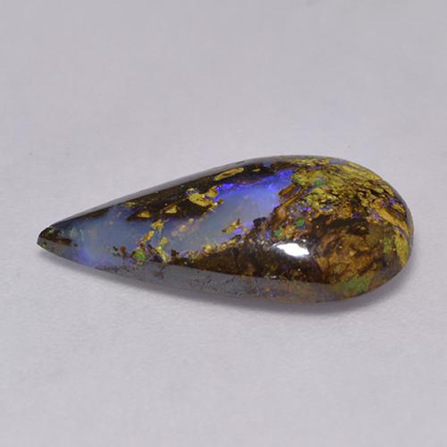 2,84 ctw natürlicher mehrfarbiger Boulder-Opal, Birnenform, Lichtdurchlässig
