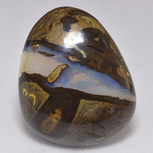 18,81 ctw natürlicher mehrfarbiger Boulder-Opal, Fantasieschliff, Lichtdurchlässig