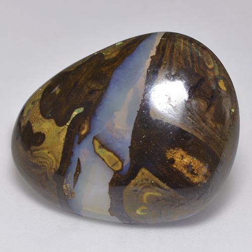 18,81 ctw natürlicher mehrfarbiger Boulder-Opal, Fantasieschliff, Lichtdurchlässig