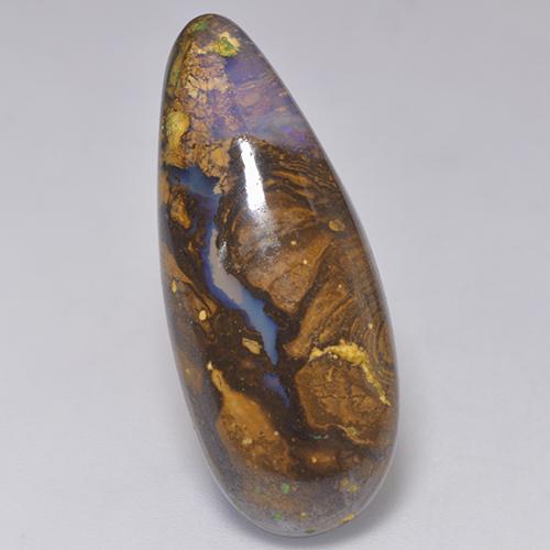 14,32 ctw natürlicher mehrfarbiger Boulder-Opal, Birnenform, Lichtdurchlässig