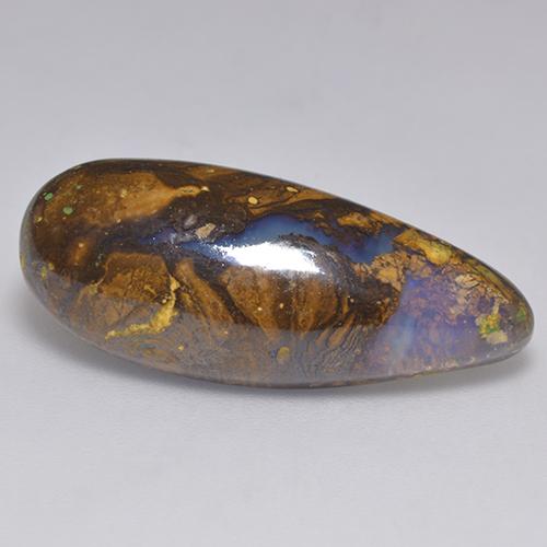 14,32 ctw natürlicher mehrfarbiger Boulder-Opal, Birnenform, Lichtdurchlässig