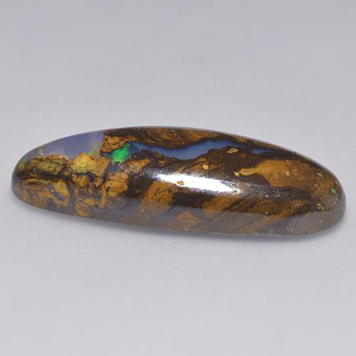 14,32 ctw natürlicher mehrfarbiger Boulder-Opal, Birnenform, Lichtdurchlässig
