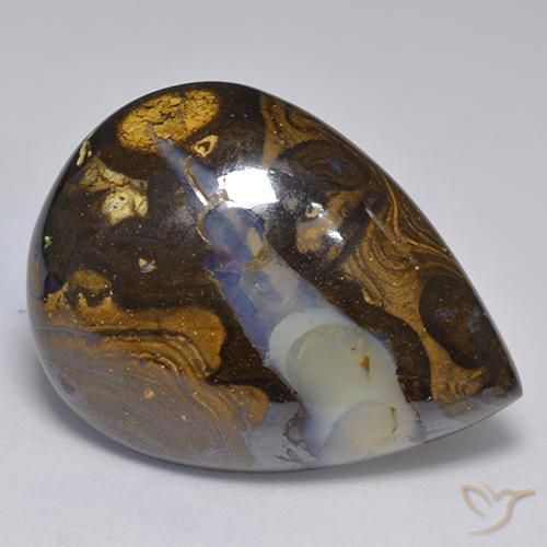 30.50ct Natürlicher Mehrfarbig Boulder-Opal, Birnenform, Lichtdurchlässig