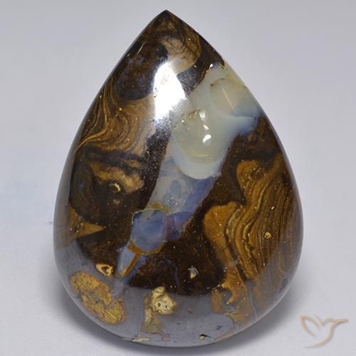 9,17 ctw natürlicher Mehrfarbig Boulderopal, Birnenform, Lichtdurchlässig