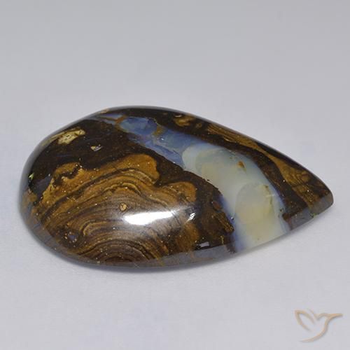 9,17 ctw natürlicher Mehrfarbig Boulderopal, Birnenform, Lichtdurchlässig