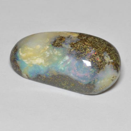 16,91 ctw natürlicher mehrfarbiger Boulder-Opal, Fantasieschliff, Lichtundurchlässig