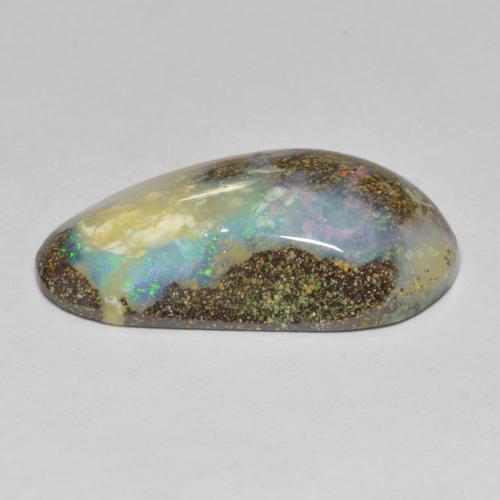 16,91 ctw natürlicher mehrfarbiger Boulder-Opal, Fantasieschliff, Lichtundurchlässig