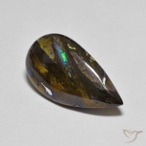 9,17 ctw natürlicher Mehrfarbig Boulderopal, Birnenform, Lichtundurchlässig