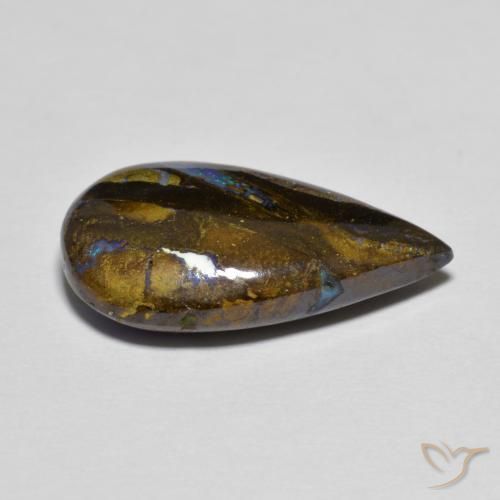 9,17 ctw natürlicher Mehrfarbig Boulderopal, Birnenform, Lichtundurchlässig