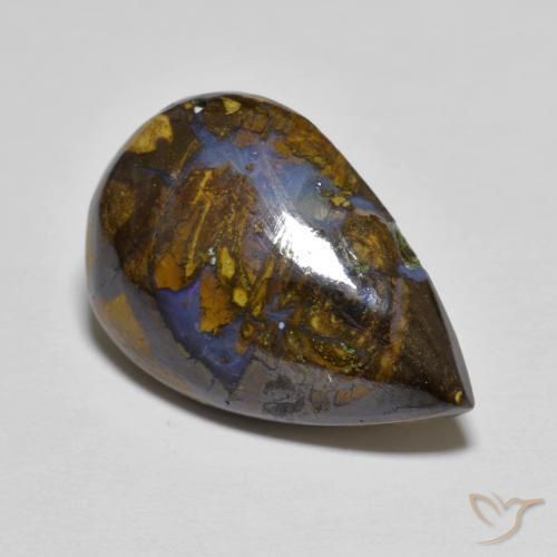 9,17 ctw natürlicher Mehrfarbig Boulderopal, Birnenform, Lichtundurchlässig