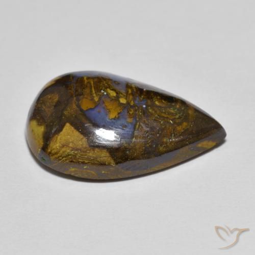 9,17 ctw natürlicher Mehrfarbig Boulderopal, Birnenform, Lichtundurchlässig