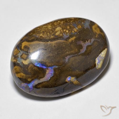 23,40 ctw natürlicher mehrfarbiger Boulder-Opal, Oval Schliff, Lichtundurchlässig