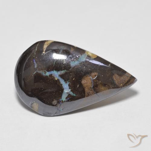 9,17 ctw natürlicher Mehrfarbig Boulderopal, Birnenform, Lichtundurchlässig