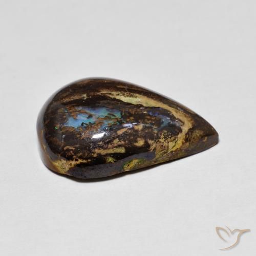 9,17 ctw natürlicher Mehrfarbig Boulderopal, Birnenform, Lichtundurchlässig