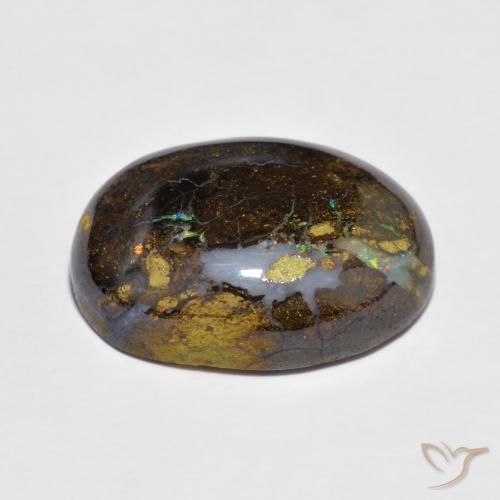 9,17 ctw natürlicher Mehrfarbig Boulderopal, Oval, Lichtundurchlässig