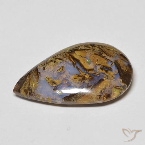 9,17 ctw natürlicher Mehrfarbig Boulderopal, Birnenform, Lichtundurchlässig