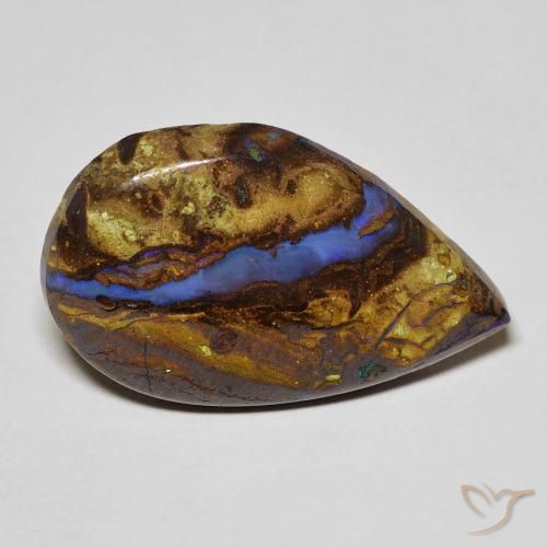 8,11 ctw natürlicher mehrfarbiger Boulder-Opal, Birnenform, Lichtundurchlässig