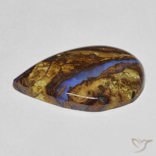 8,11 ctw natürlicher mehrfarbiger Boulder-Opal, Birnenform, Lichtundurchlässig