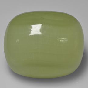 9,17 ctw natürlicher gelblich-grün Kalzit, Kissenschliff, Lichtdurchlässig